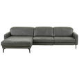 ECKSOFA Anthrazit Echtleder Kopfteilverstellung  - Anthrazit/Schwarz, Design, Leder/Metall (179/323cm) - Dieter Knoll