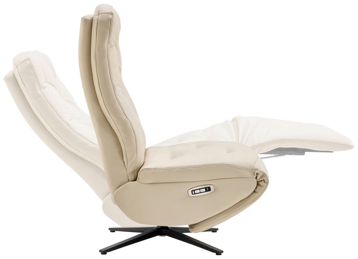RELAXSESSEL Webstoff Relaxfunktion, Fußteilverstellung    - Creme/Schwarz, Design, Textil/Metall (68/113/84cm) - Livetastic