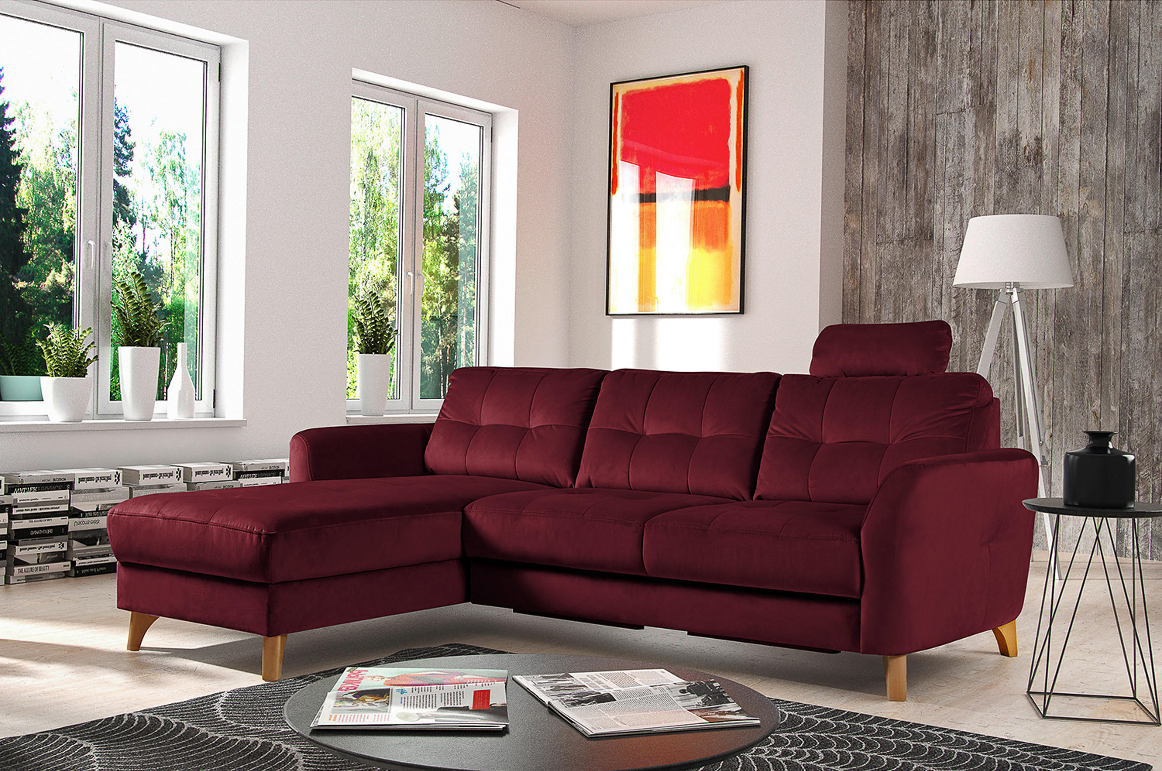 KOPFSTÜTZE in Samt  - Rot, Design, Textil (43/18/15cm) - Livetastic