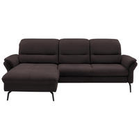 ECKSOFA  in Flachgewebe Dunkelgrau  181/260 cm  - Dunkelgrau/Schwarz, KONVENTIONELL, Textil/Metall (181/260cm) - Beldomo Speed