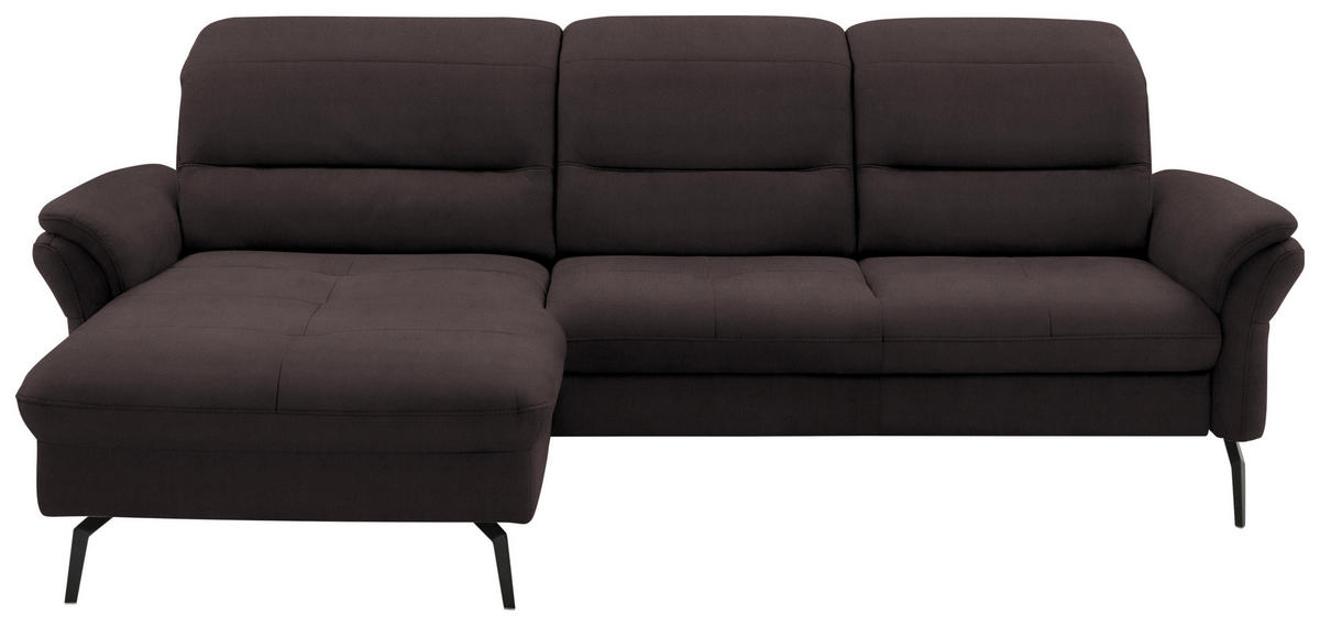 ECKSOFA  in Flachgewebe Dunkelgrau  181/260 cm  - Dunkelgrau/Schwarz, KONVENTIONELL, Textil/Metall (181/260cm) - Beldomo Speed