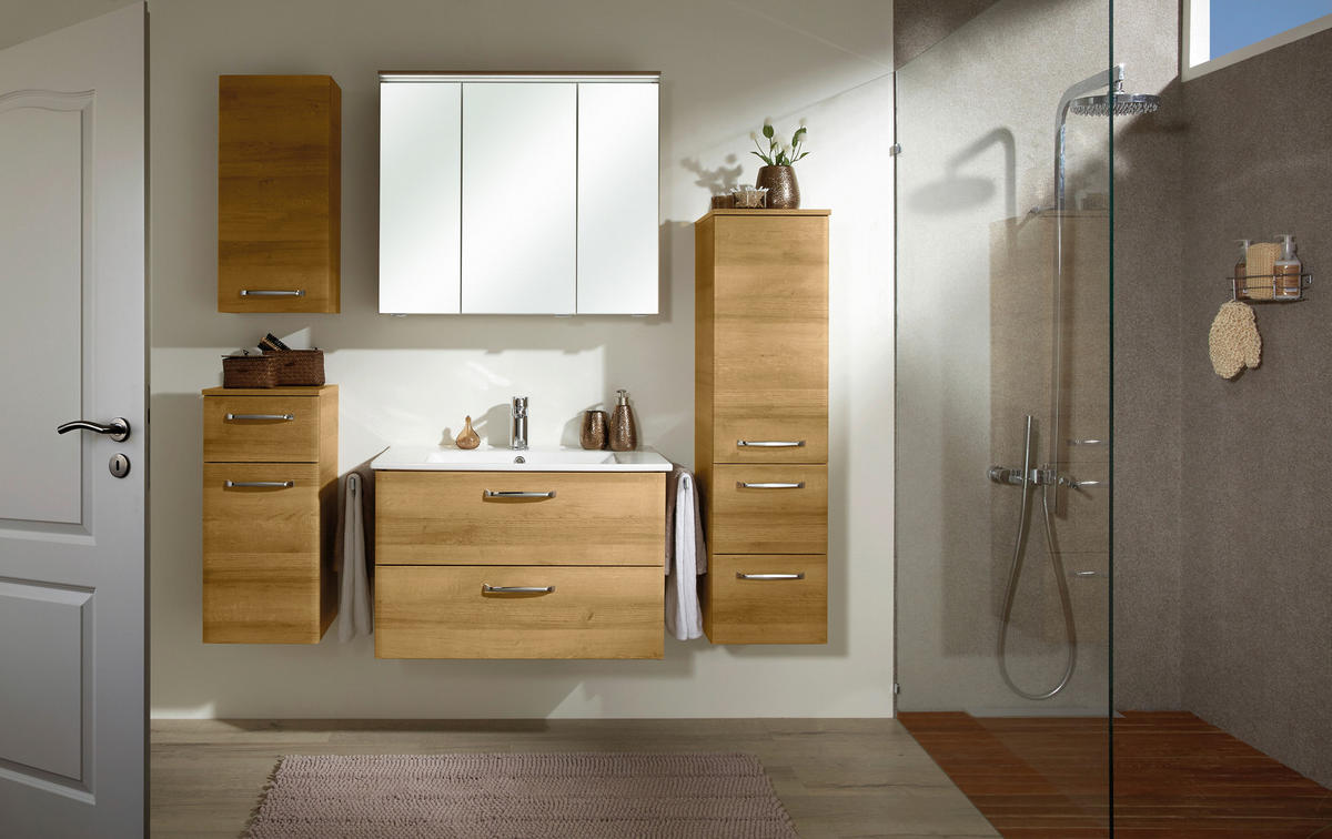 MIDISCHRANK 30/123/33 cm  - Chromfarben/Eichefarben, KONVENTIONELL, Glas/Holzwerkstoff (30/123/33cm) - Pelipal