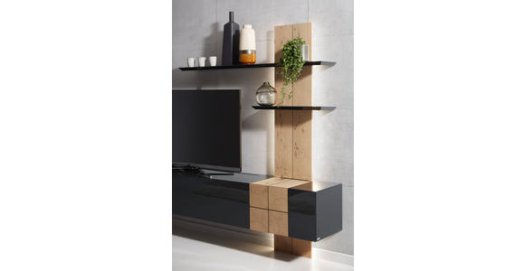 WOHNWAND QUADRA  in Eichefarben, Dunkelgrau  325/190/52 cm  - Eichefarben/Dunkelgrau, Design, Holz/Holzwerkstoff (325/190/52cm) - Ambiente