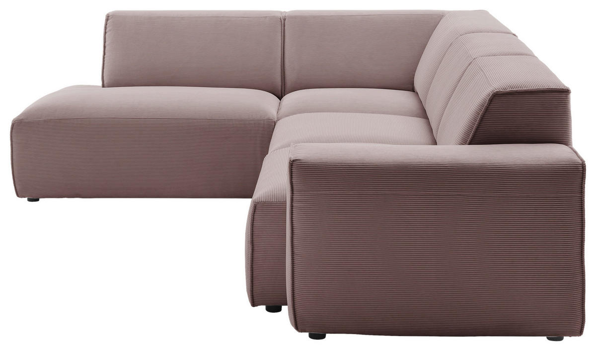 ECKSOFA in Cord Altrosa  - Schwarz/Altrosa, Design, Kunststoff/Textil (210/270cm) - Pure Home Lifestyle