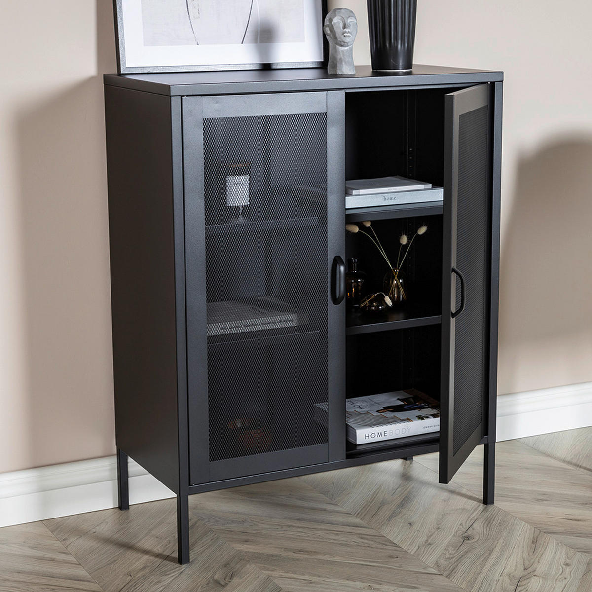 SIDEBOARD  in 80/101.5/40 cm  - Schwarz, Design, Metall (80/101.5/40cm) - Livetastic