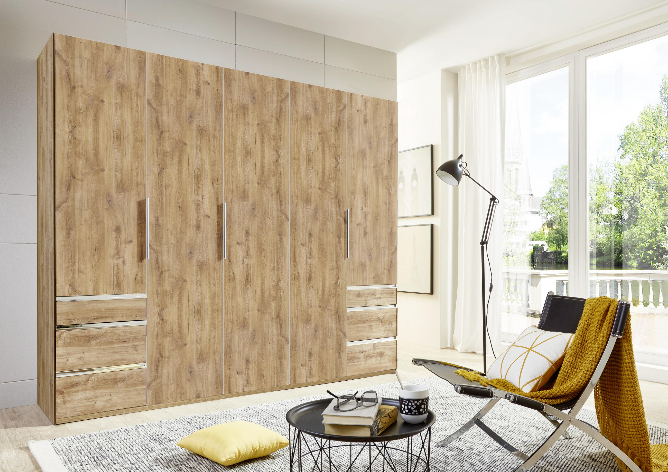 DREHTÜRENSCHRANK in Eichefarben  - Chromfarben/Eichefarben, Modern, Holzwerkstoff/Kunststoff (250/216/58cm) - MID.YOU