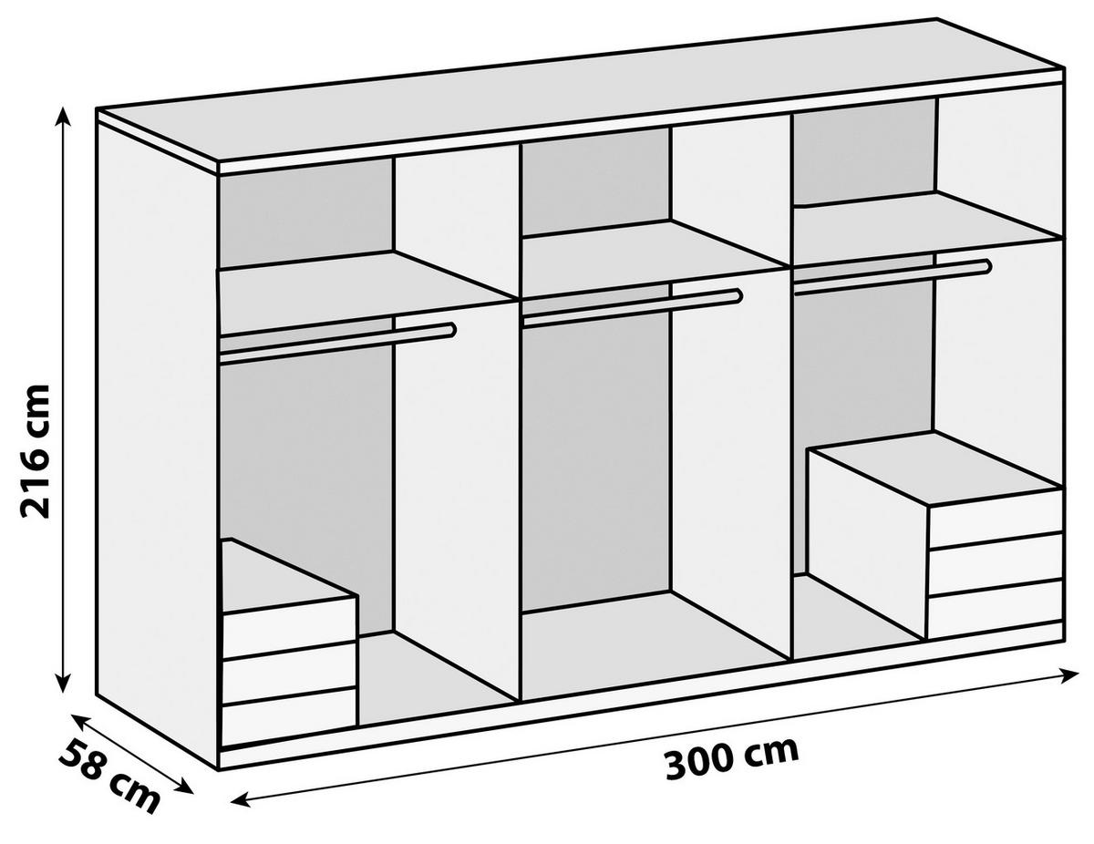DREHTÜRENSCHRANK in Weiss, Eichefarben  - Chromfarben/Weiss, Modern, Glas/Holzwerkstoff (300/216/58cm) - MID.YOU