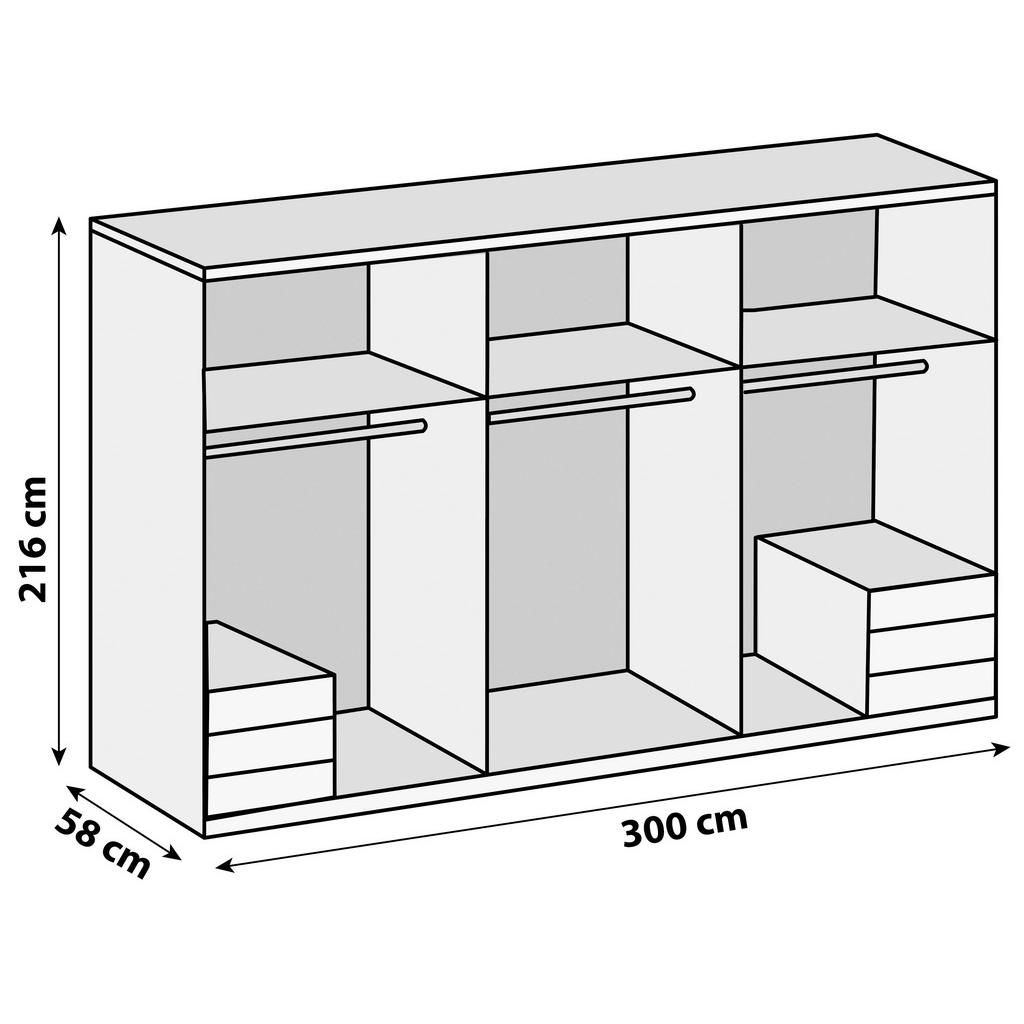 Thumbnail - Mid.you Drehtürenschrank Wimex Level 36C, Weiß, Eiche, Metall, 3 Fächer, 6 Schubladen, 300x216x58 cm, Made in Germany, D...