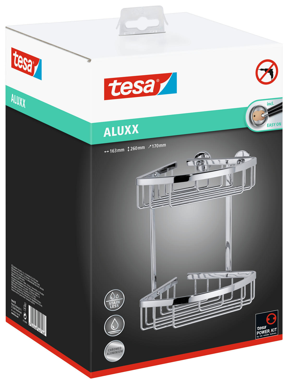 DUSCHABLAGE - Chromfarben, Basics, Metall (17/26/16,3cm) - Tesa
