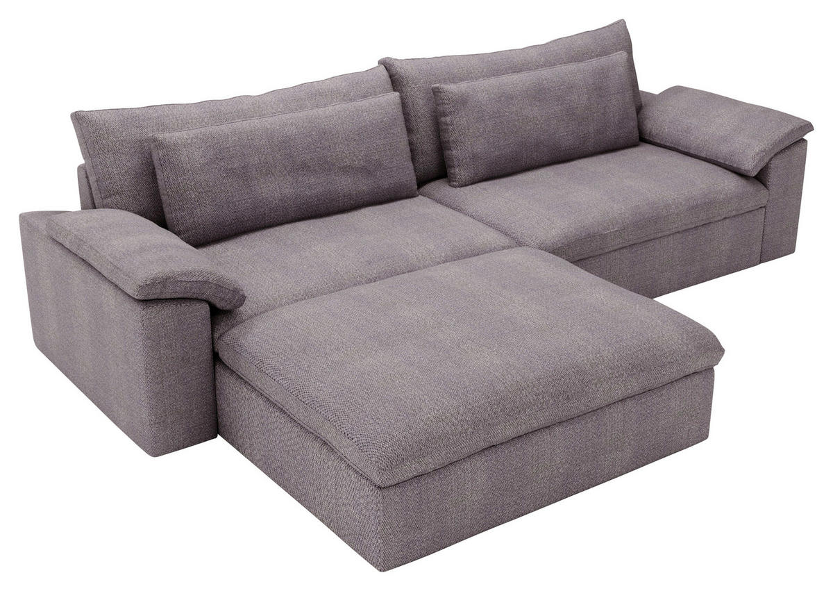 ECKSOFA  in Webstoff Grau, Lila  198/306 cm  - Lila/Schwarz, MODERN, Kunststoff/Textil (198/306cm) - Carryhome