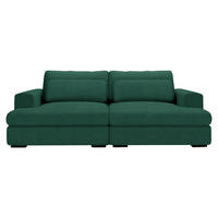 BIGSOFA in Cord Waldgrün  - Waldgrün/Schwarz, Design, Textil (223/80/158cm) - Lomoco