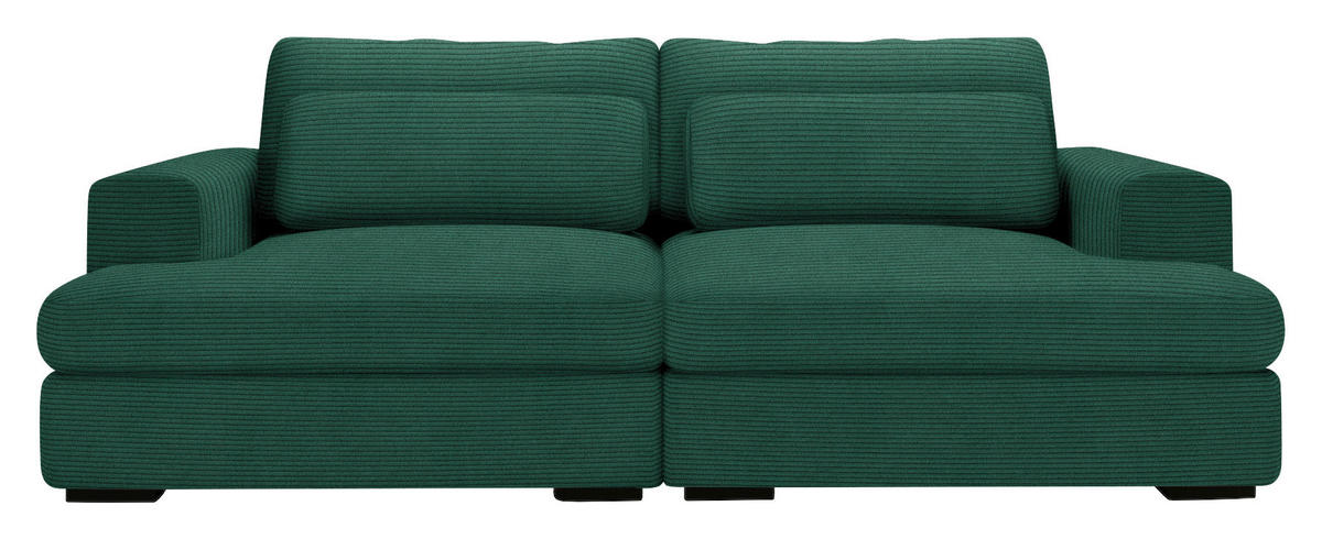 BIGSOFA in Cord Waldgrün  - Waldgrün/Schwarz, Design, Textil (223/80/158cm) - Lomoco