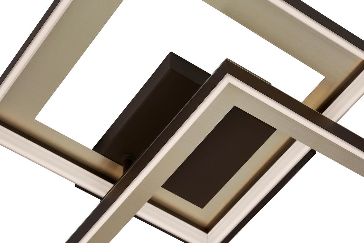 STROPNÍ LED SVÍTIDLO, 56,8/48/9,5 cm - barvy zlata/hnědá, Basics, kov/plast (56,8/48/9,5cm) - Sonnhaus