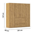 DREHTÜRENSCHRANK in Eichefarben - Eichefarben, Design, Holzwerkstoff/Kunststoff (201/197/60cm) - Novel