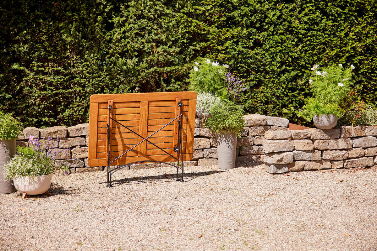 GARTENKLAPPTISCH 120/80/78 cm Holz, Metall rechteckig  - Robinienfarben/Schwarz, KONVENTIONELL, Holz/Metall (120/80/78cm) - Siena Garden