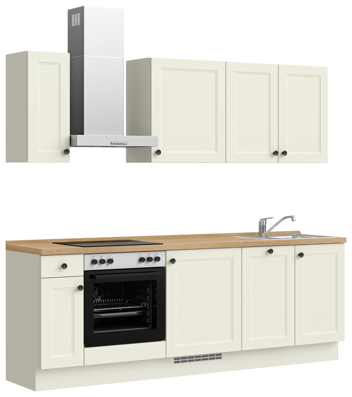 KÜCHENBLOCK Cascada 240 cm  in Weiß, Eichefarben  - Eichefarben/Schwarz, MODERN, Holzwerkstoff/Metall (240cm) - Nobilia