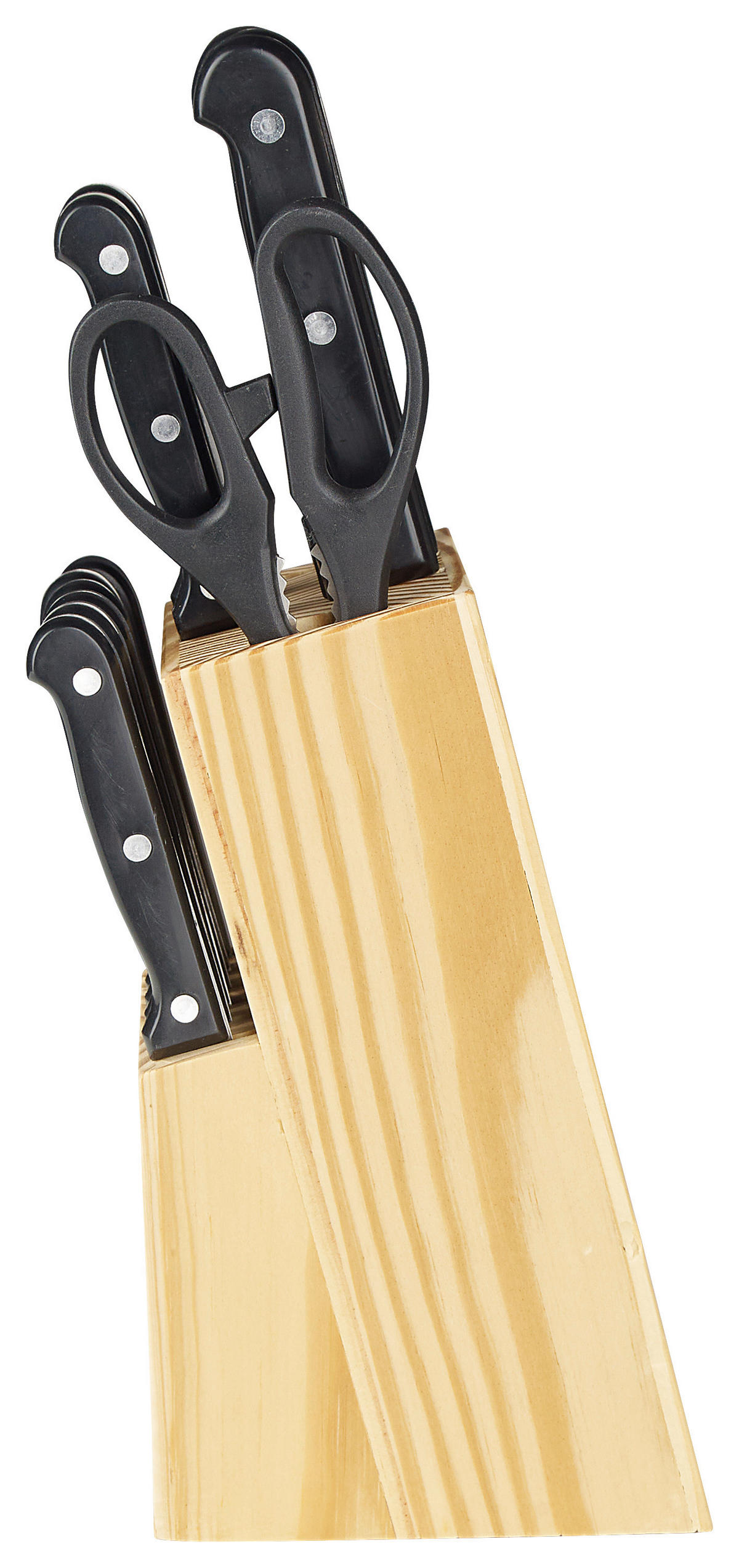 MESSERBLOCK 13-teilig  - Edelstahlfarben/Schwarz, Basics, Holz/Kunststoff - Boxxx