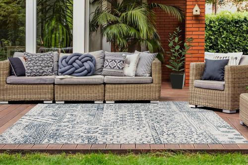 OUTDOORTEPPICH 80/150 cm Yoga Creme, Dunkelblau  - Creme/Dunkelblau, LIFESTYLE, Kunststoff/Textil (80/150cm) - Kayoom