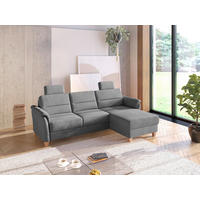 ECKSOFA PALMERA V Grau Flachgewebe Kopfstütze  - Eichefarben/Grau, KONVENTIONELL, Holz/Textil (244/163cm) - Sit & More