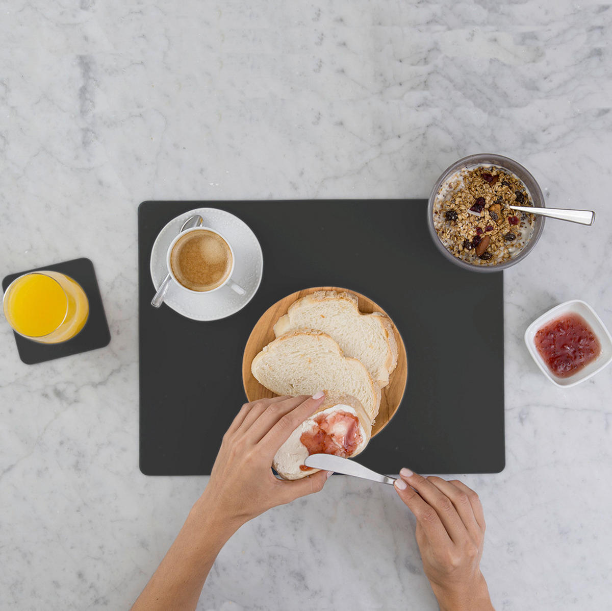 GLASUNTERSETZER  - Schwarz, Basics, Leder (10/10/0.2cm)