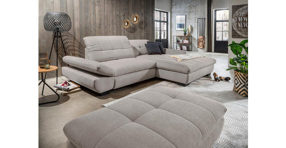 ECKSOFA  in Mikrofaser Hellgrau  290/198 cm  - Hellgrau/Schwarz, Design, Textil/Metall (290/198cm) - Xora