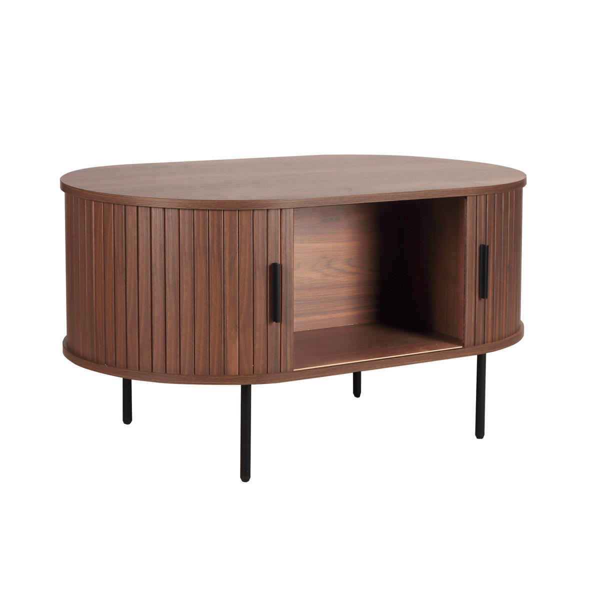 COUCHTISCH - Walnussfarben/Schwarz, Design, Holzwerkstoff/Metall (100/60/55cm) - Livetastic