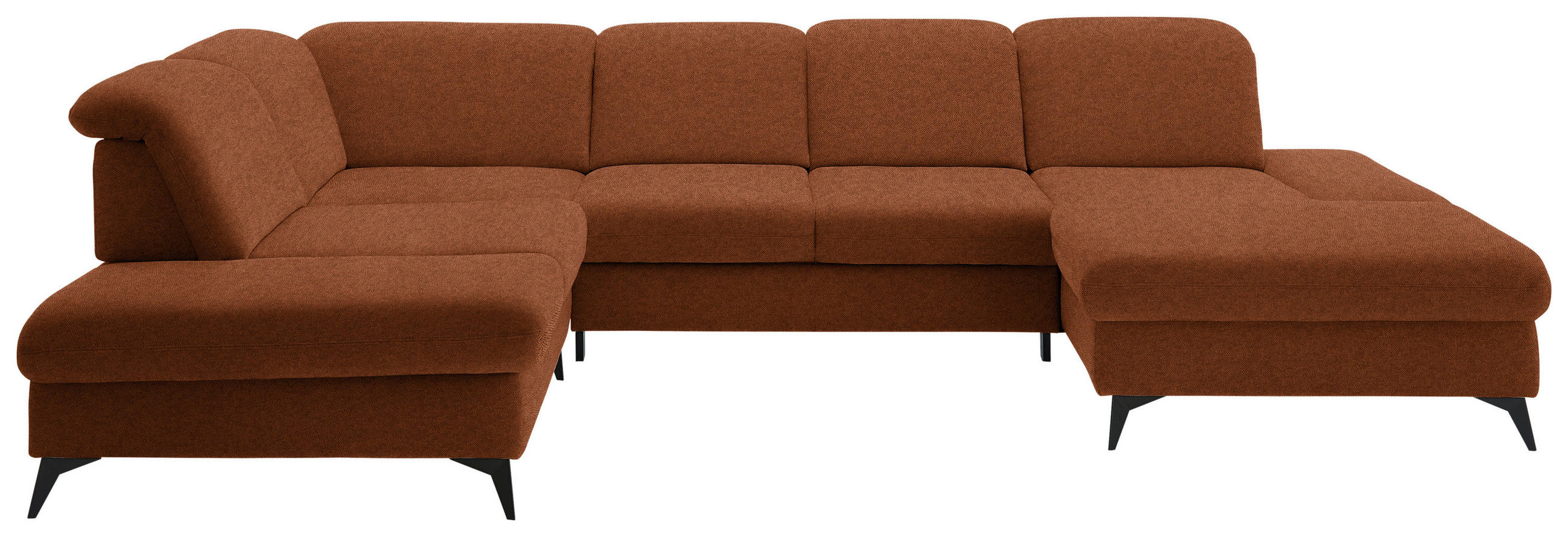 WOHNLANDSCHAFT Chenille Rostfarben  - Rostfarben/Schwarz, Design, Textil/Metall (255/364/198cm) - Beldomo Style