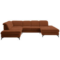 WOHNLANDSCHAFT Chenille Rostfarben  - Rostfarben/Schwarz, Design, Textil/Metall (255/364/198cm) - Beldomo Style