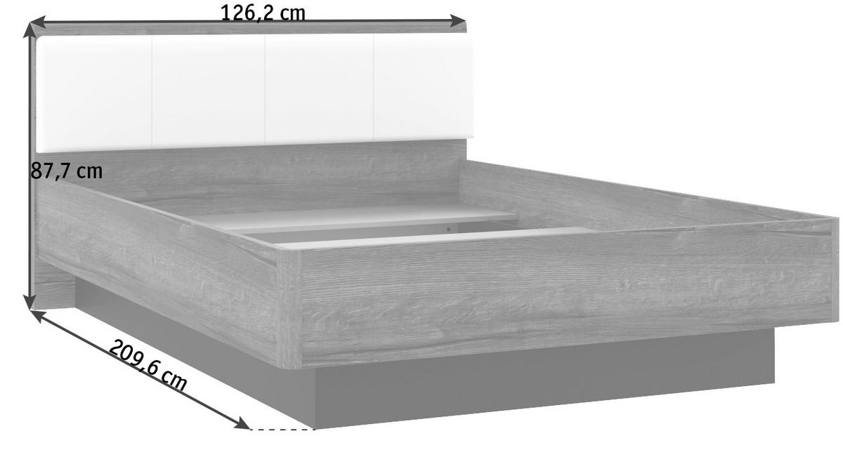 BETT 120/200 cm Schwarz, Weiß, Eichefarben  - Eichefarben/Schwarz, Design, Kunststoff (120/200cm) - Carryhome