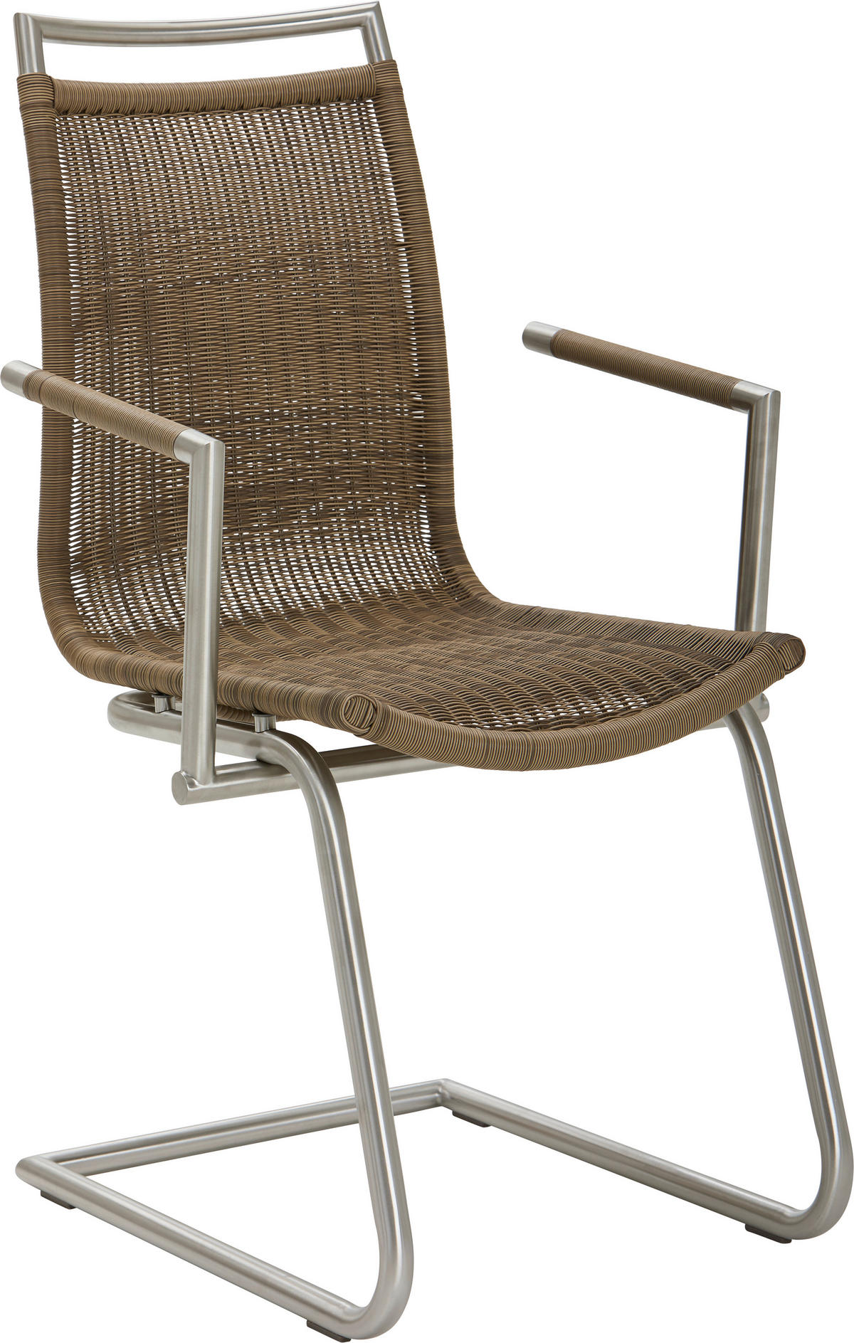 ARMLEHNSTUHL  in Edelstahl, Stahl matt, Struktur  - Hellbraun/Edelstahlfarben, Design, Kunststoff/Metall (53/96/64cm) - Valdera