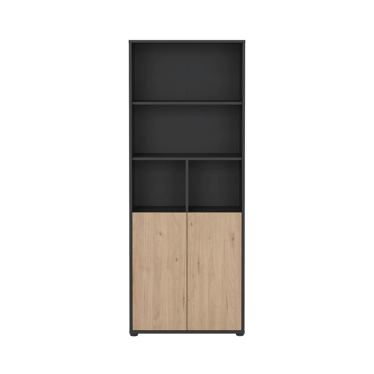 REGÁL, sivá, farba duba, 79,6/34,3/204,7 cm - čierna/sivá, Modern, kompozitné drevo/plast (79,6/34,3/204,7cm) - MID.YOU