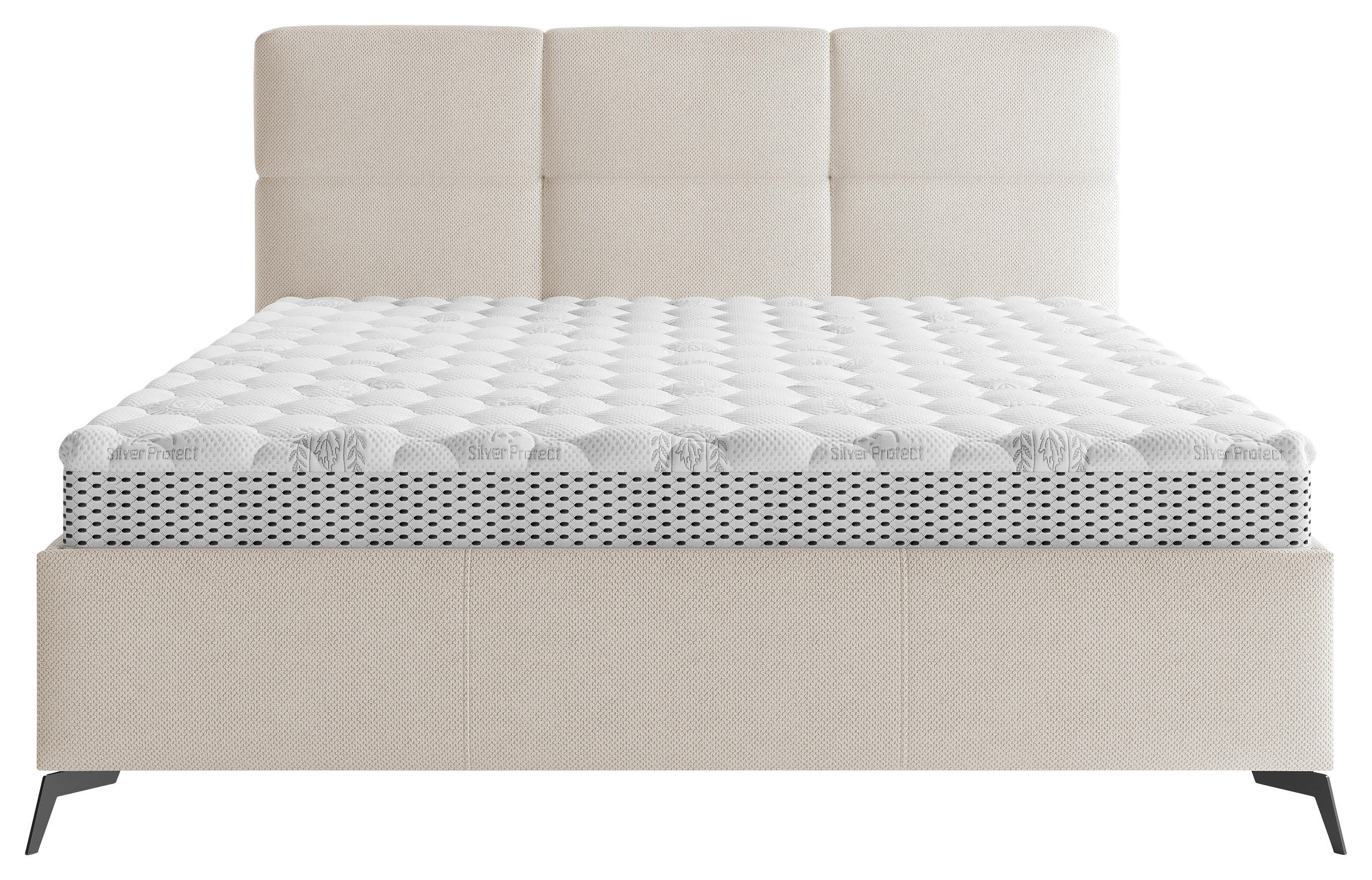 POLSTERBETT gepolstertes Kopfteil, Lattenrost 180/200 cm  in Beige  - Beige/Schwarz, MODERN, Holz/Textil (180/200cm) - Boxxx