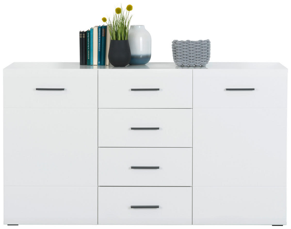 KOMODA, biela, 150/84,6/41,6 cm - biela, Basics, kompozitné drevo/plast (150/84,6/41,6cm) - Hom`in