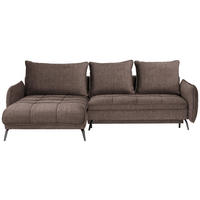 ECKSOFA Dunkelbraun Flachgewebe  - Dunkelbraun/Schwarz, LIFESTYLE, Textil/Metall (180/273cm) - Hom`in