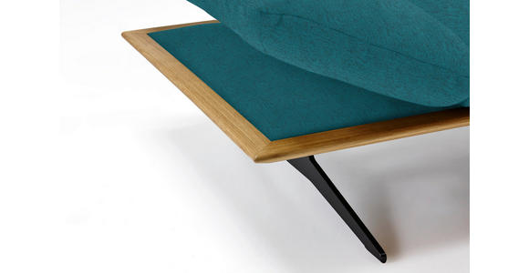 ECKSOFA in Flachgewebe Petrol 314/159 cm - Petrol/Schwarz, Design, Holz/Textil (314/159cm) - Dieter Knoll