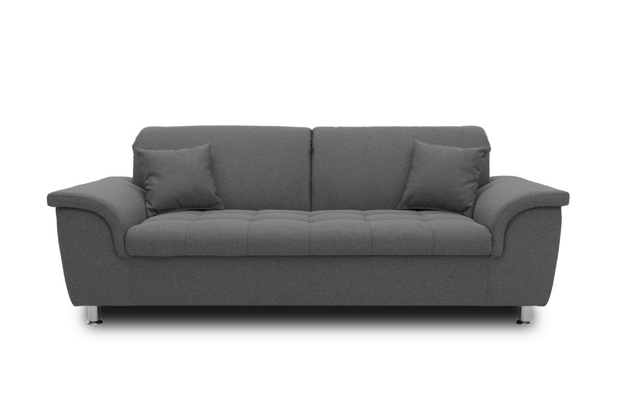 2-SITZER-SOFA  in Webstoff Dunkelgrau  - Chromfarben/Dunkelgrau, KONVENTIONELL, Textil/Metall (210/81/105cm) - MID.YOU