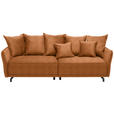 BIGSOFA  in Velours Orange  - Schwarz/Orange, Design, Textil/Metall (226/91/103cm) - Carryhome