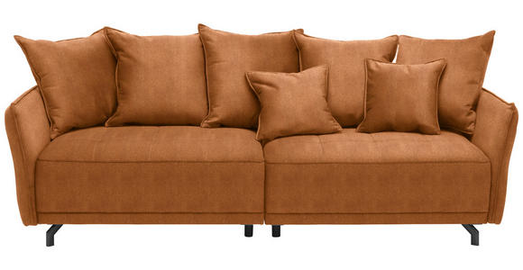 BIGSOFA  in Velours Orange  - Schwarz/Orange, Design, Textil/Metall (226/91/103cm) - Carryhome
