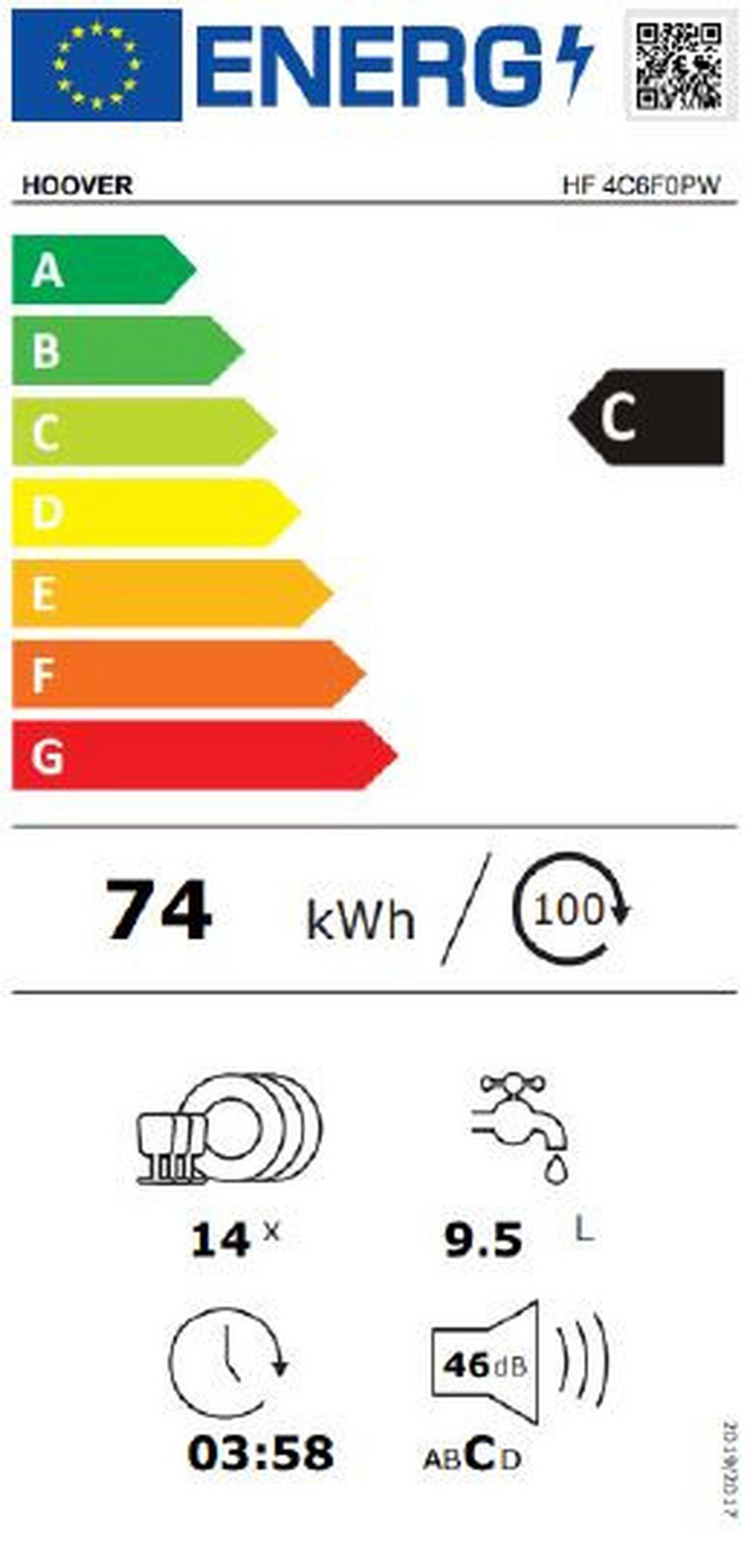 GESCHIRRSPÜLER HF 4C6F0PW  - Weiß, Basics (60/85/60cm) - Hoover