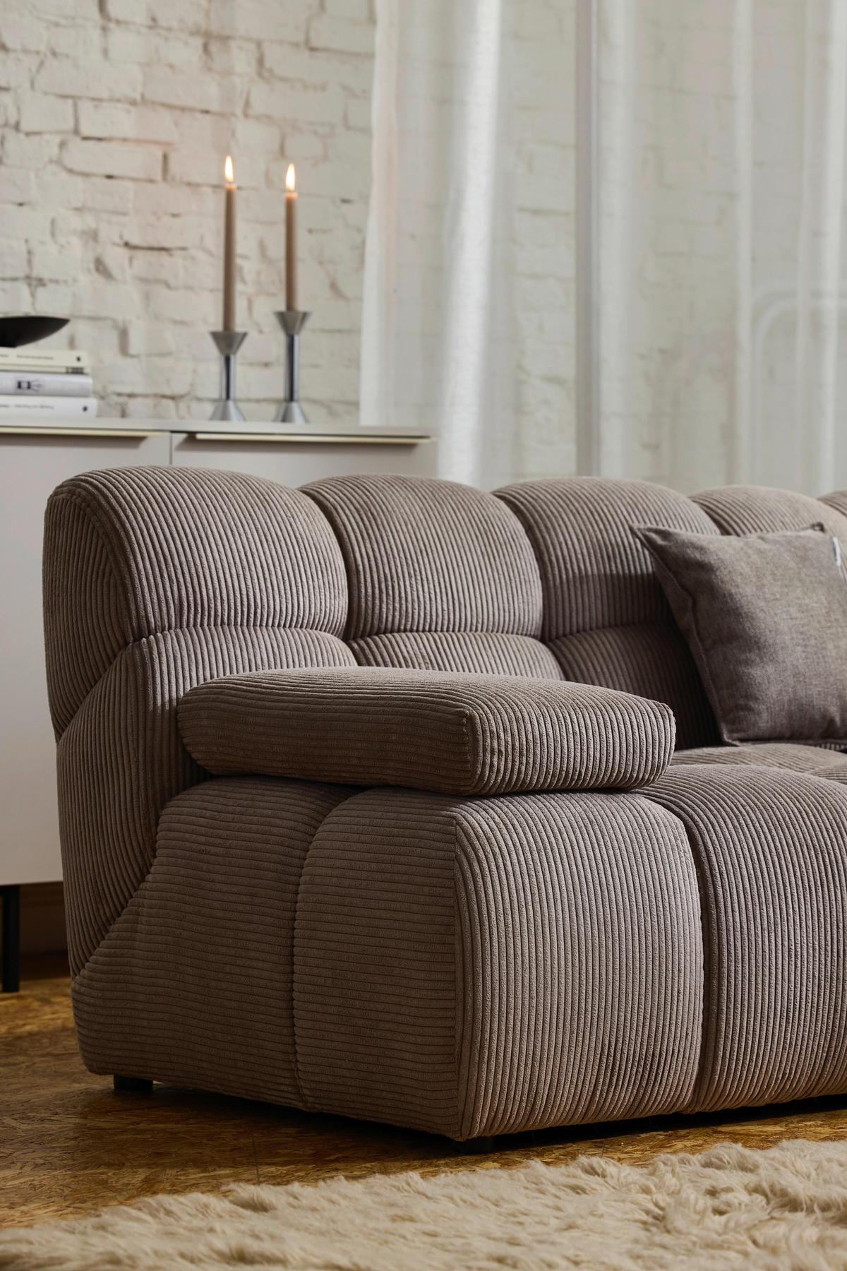 ECKSOFA Braun Cord Rücken echt  - Schwarz/Braun, KONVENTIONELL, Kunststoff/Textil (195/265cm) - Tom Tailor