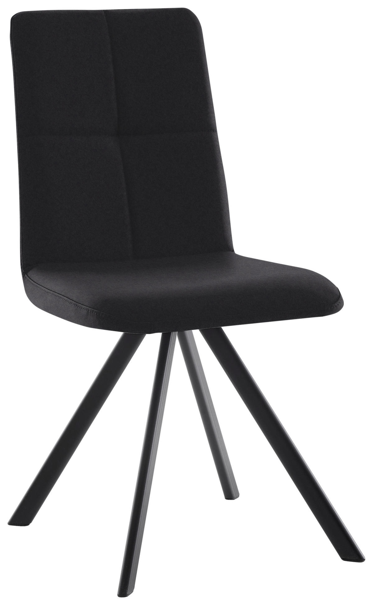 STUHL  in Eisen Lederlook, Mikrofaser Metall, Textil  - Schwarz, MODERN, Textil/Metall (47/92/60cm) - Cantus