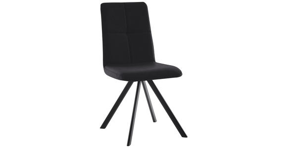 STUHL in Eisen Lederlook, Mikrofaser Metall, Textil - Schwarz, MODERN, Textil/Metall (47/92/60cm) - Cantus