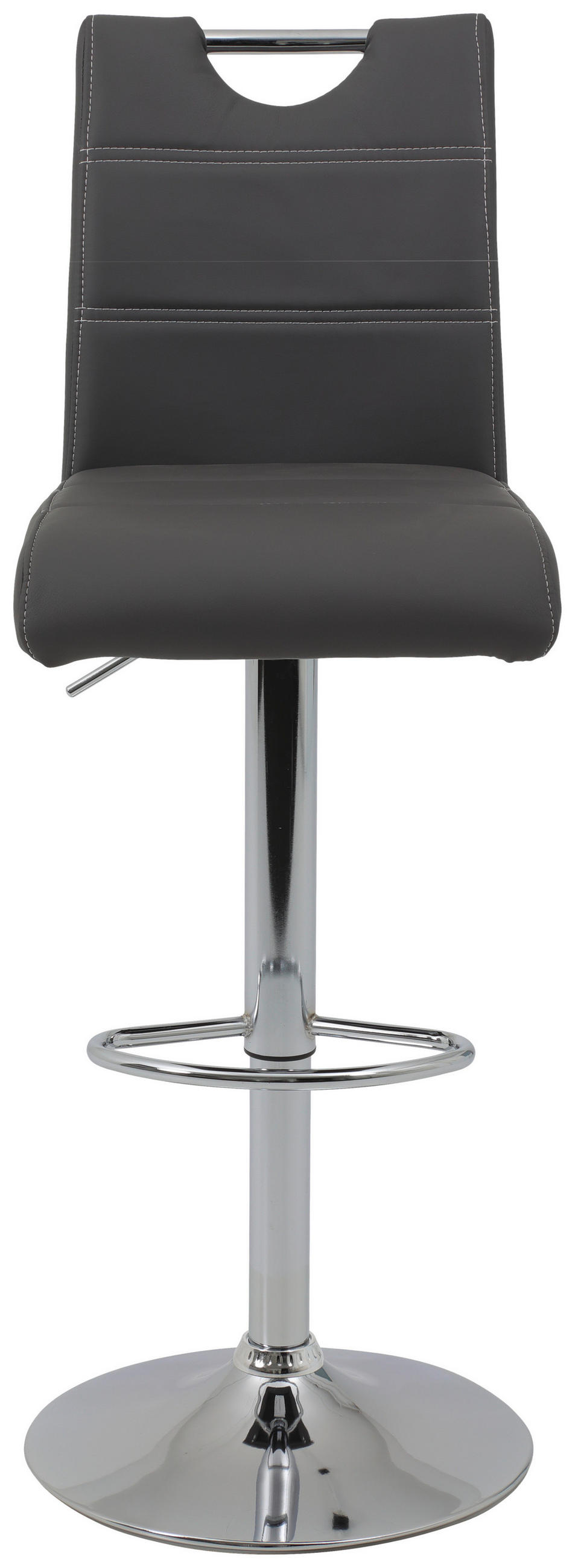 BARHOCKER-SET Lederlook Grau Stahl Sitzfläche 360° drehbar, mit Griff  - Chromfarben/Weiß, MODERN, Textil/Metall (38/97-119/50cm) - MID.YOU