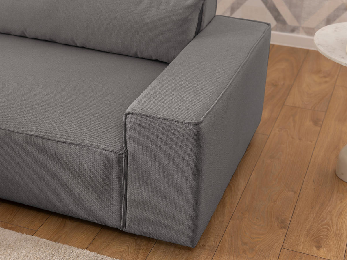 ECKSOFA Webstoff Grau  - Schwarz/Grau, Design, Kunststoff/Textil (251/142cm) - P & B