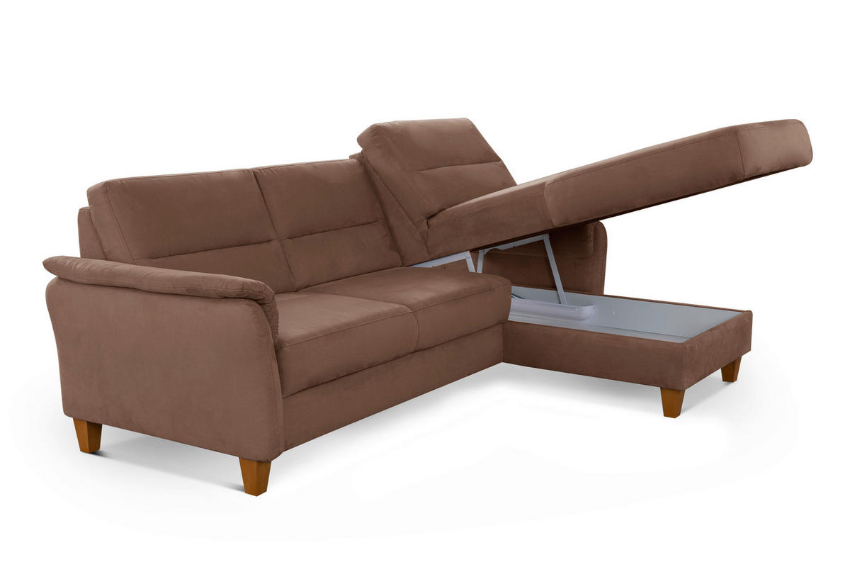ECKSOFA in Mikrofaser Braun  - Eichefarben/Braun, Konventionell, Holz/Textil (244/163cm) - Sit & More