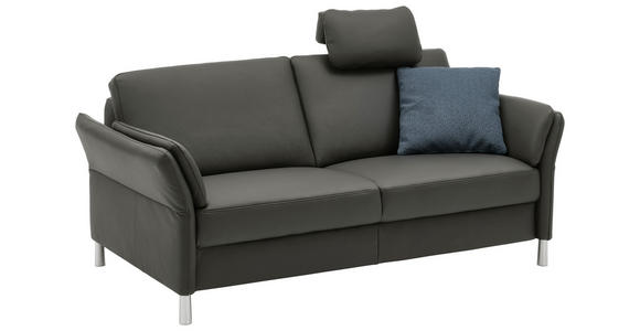 3-SITZER-SOFA Anthrazit Echtleder  - Anthrazit/Alufarben, Design, Leder/Metall (190/82/99cm) - Dieter Knoll