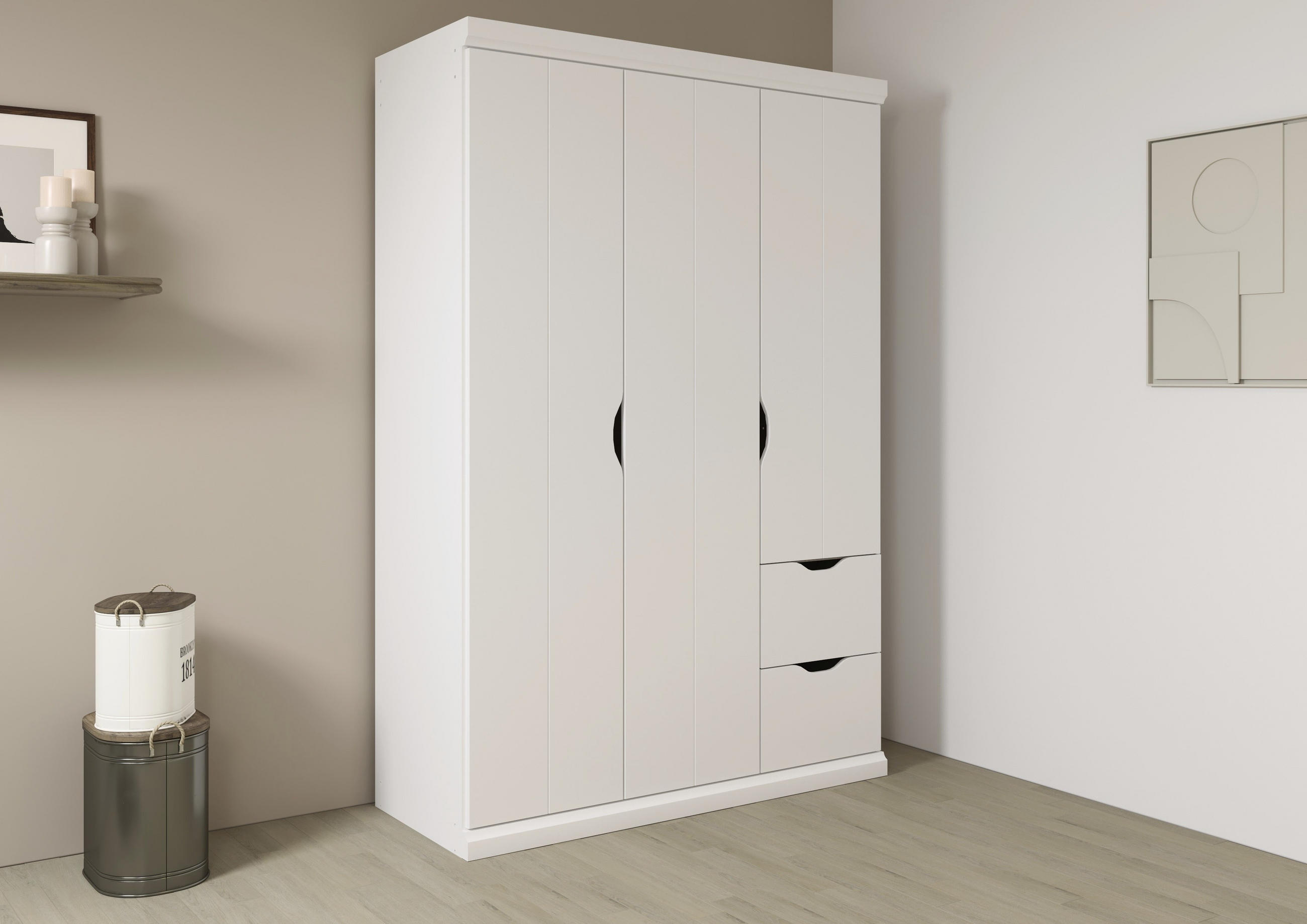 KLEIDERSCHRANK in Weiss  - Weiss, Basics, Holzwerkstoff (136/203/56cm) - Boxxx