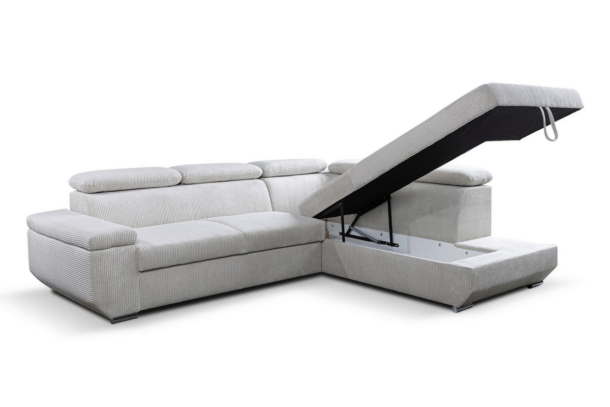 ECKSOFA LARS I Creme Cord  - Chromfarben/Creme, Design, Kunststoff/Textil (215/264cm) - Livetastic