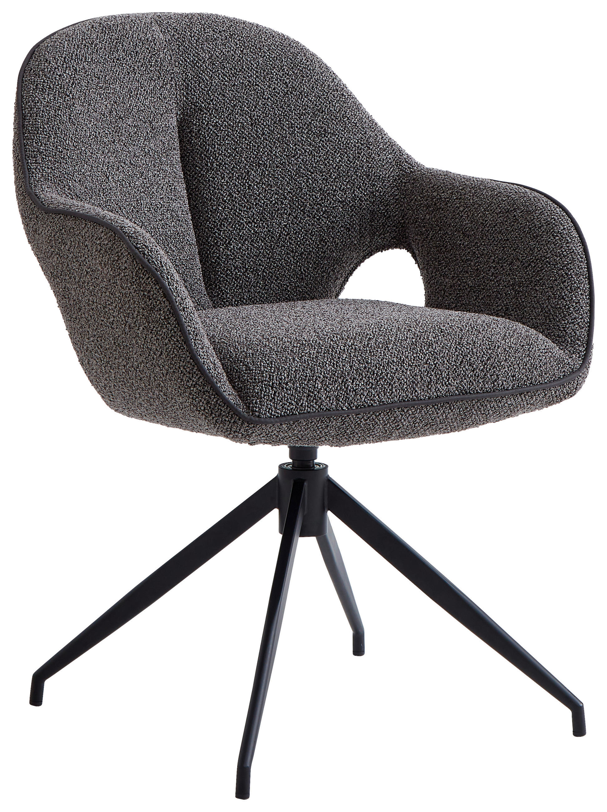 ARMLEHNSTUHL  in Eisen Leinenoptik  - Anthrazit/Schwarz, Design, Textil/Metall (62/85/64cm) - Novel