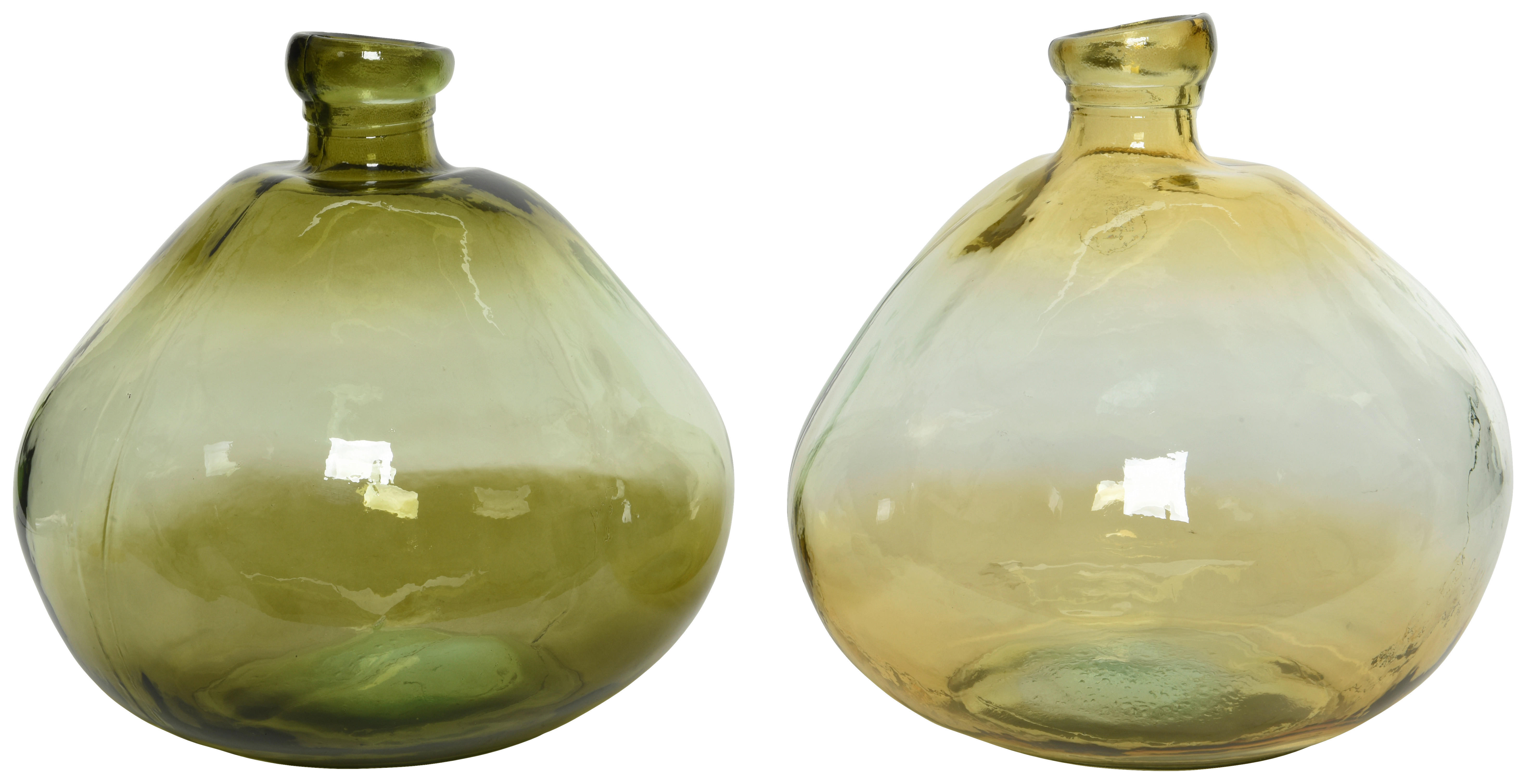DEKORVAS    33/33 cm  - grön/gul, Basics, glas (33/33cm)